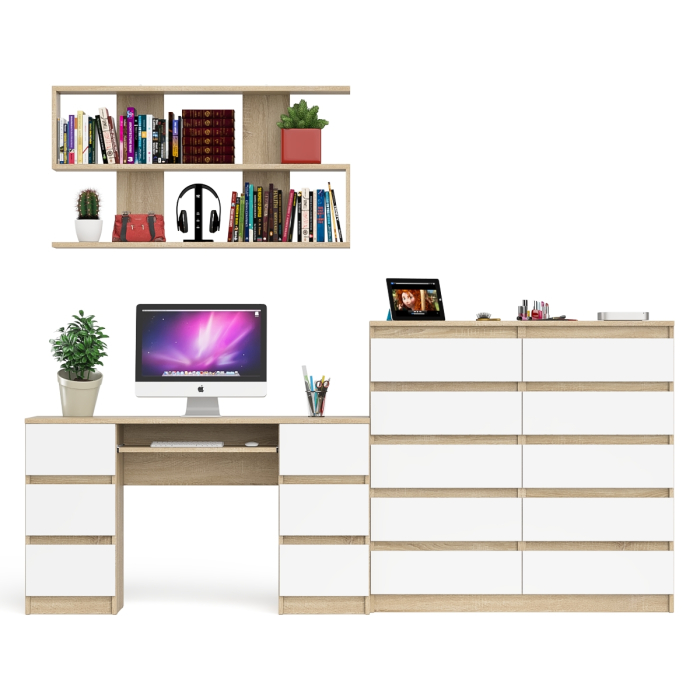 Домашние кабинеты, Комод Мори МК1200.10 со столом компьютерно-письменным и полкой сверху