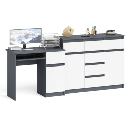 Тумба-комод с дверками и ящиками Мори МК1200.4 и стол компьютерный МС-1 правый