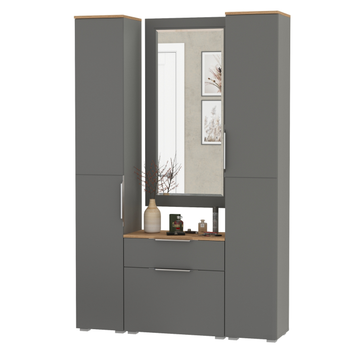 Прихожие, Два шкаф-пенала и обувница с ящиком с зеркалом Октава