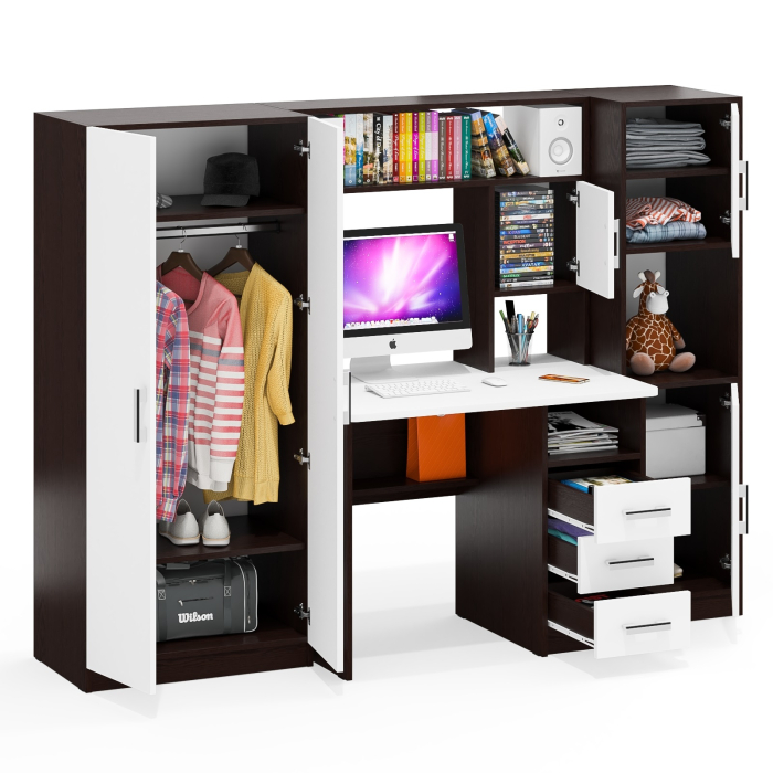 Домашние кабинеты, Компьютерный стол с пеналом и шкафом МД-СК-9