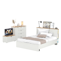 Спальные гарнитуры, Кровать Остин со спальным местом 1600 с ортопедическим основанием с тумбой с дверками и комодом 16.221