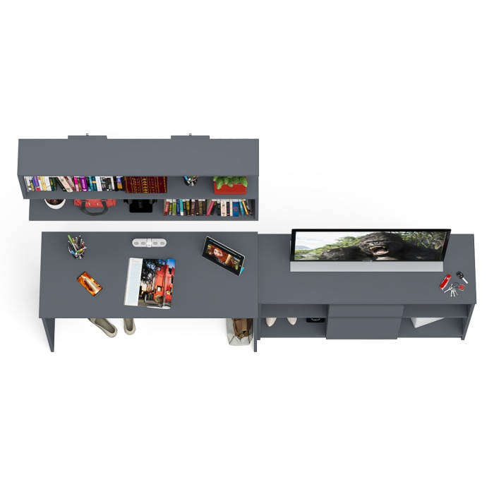 Прямые компьютерные столы, Тумба большая с дверками и нишами с письменным столом Мори и верхней полкой на 1200