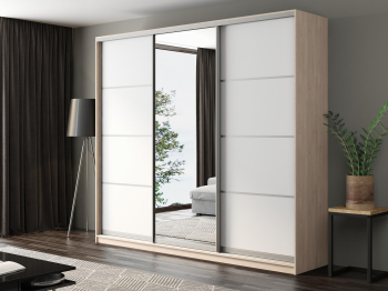 Шкаф-купе Айсберг 260 ШАМОНИ СВЕТЛЫЙ (белый/зеркало)