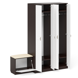 Два шкафа с дверками и обувница с сиденьем П-6 № 07 МДФ фрезеровка ромб