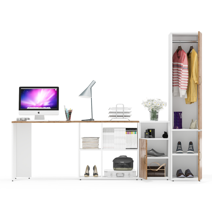 Домашние кабинеты, Место для учёбы Лидер-8 с компьютерным столом с тумбой с нишей и пеналом МД 23Б