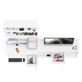 Открытая полка Мори 900 с компьютерным столом МС-1 правый и тумбой 1204-1