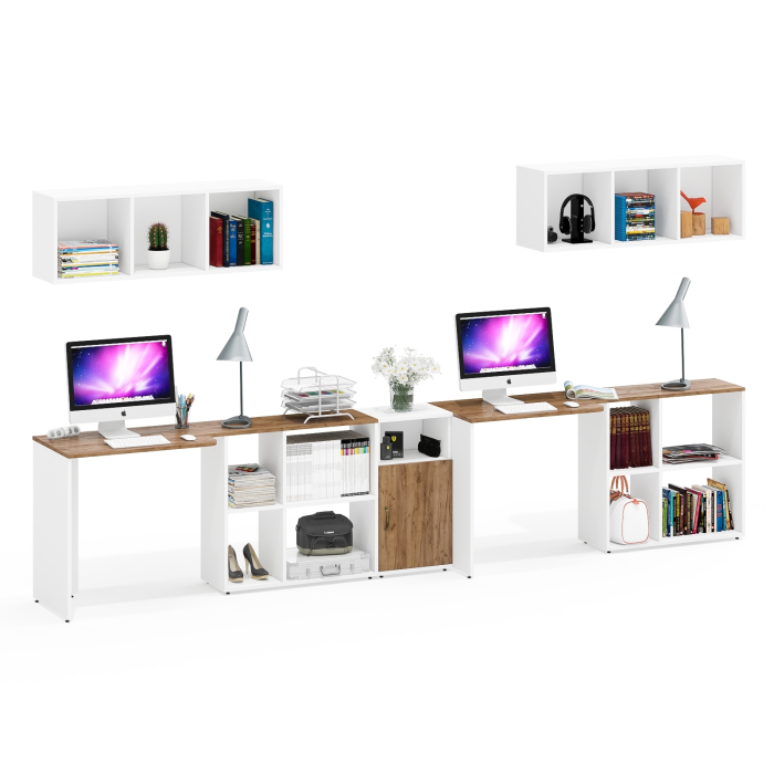 Домашние кабинеты, Мебель для домашнего офиса Лидер-8 из столов-трансформеров с навесными полками и тумбы с нишей