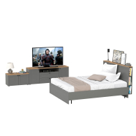 Спальные гарнитуры, Спальный гарнитур Остин из кровати 1600 с ортопедом с тумбой для ТВ и тумбой с дверками