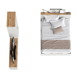 Кровать 1600 с ортопедическим основанием с тумбой для ТВ и шкафом с полками Остин 16.307