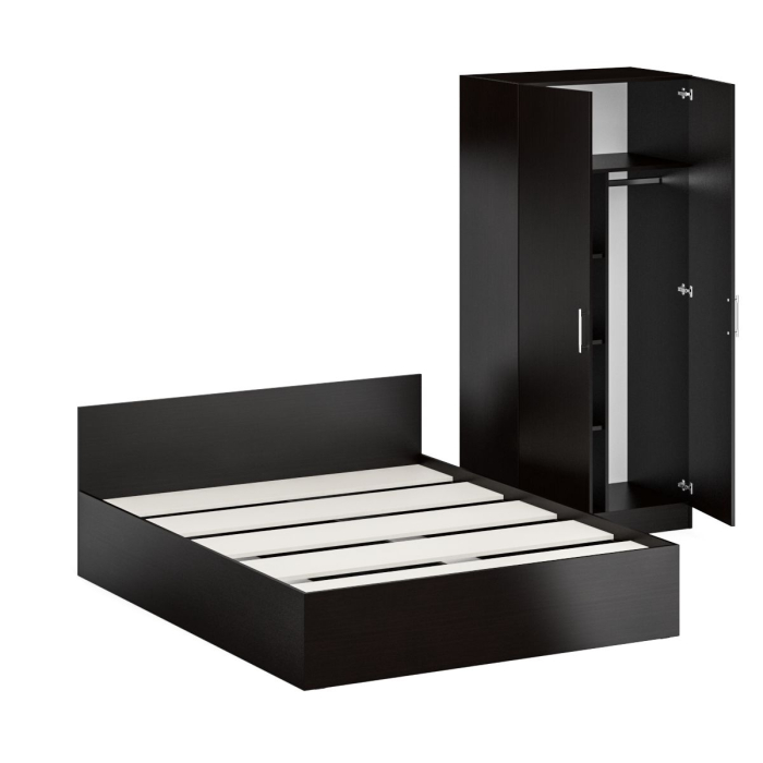 Спальные гарнитуры, Кровать двуспальная 1400 со шкафом для одежды 2-х створчатым Стандарт