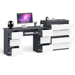 Комод 800 4-ре ящика Мори и двухтумбовый компьютерный стол МС-2