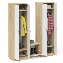 Два шкафа с дверками и обувница с сиденьем П-6 № 07 МДФ фрезеровка прованс