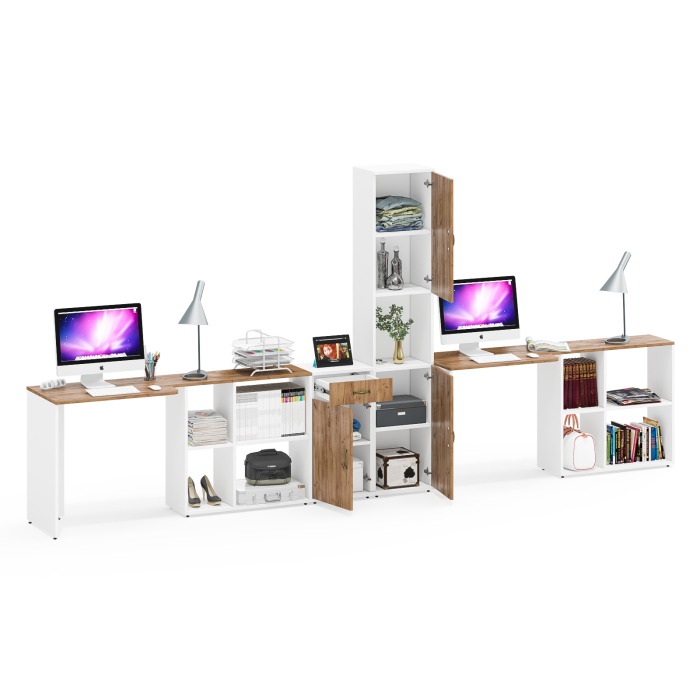 Домашние кабинеты, Лидер-8 модульная мебель для офиса из столов с пеналом и тумбой.