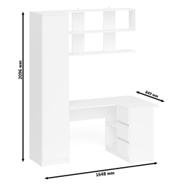 Стол угловой компьютерный Мори МС-16 правый с пеналом с полками и навесной открытой полкой 1200