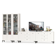 Стенки для гостиной, Валенсия 082 два комода-тумбы и сервант три дверки № 123