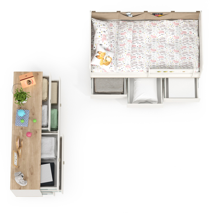 Детские комнаты, Кровать в детскую Эйп с комодами на три ящика