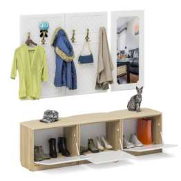 Набор мебели для прихожей из обувниц зеркала и вешалок П-6 № 03 МДФ фрезеровка ромб