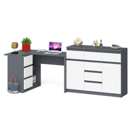 Тумба-комод Мори 1200 с угловым компьютерным столом МС-16 с тумбой слева Мори