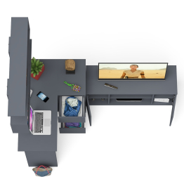 Стол угловой компьютерный Мори МС-16 правый с книжной полкой и ТВ-тумбой МТВ1200.1