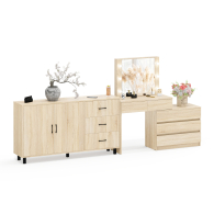 С зеркалом, Туалетный столик-трансформер с подсветкой и зеркалом 110 и комод-тумба 123-1604