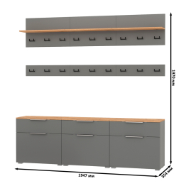 Три обувницы с вешалкой для одежды с полкой в узкую прихожую Октава
