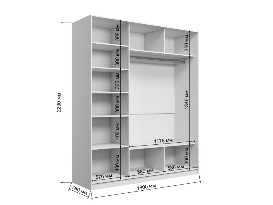 Шкафы-купе 2-х дверные, Шкаф купе 2-х дверный Амстердам 180