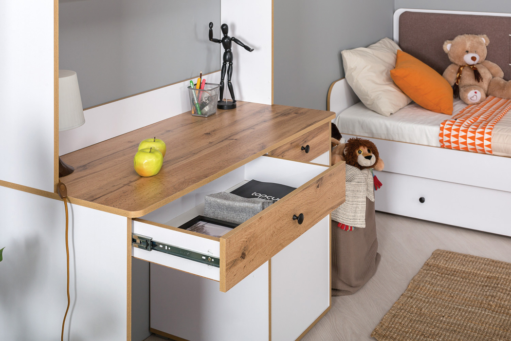 Офисная мебель, Стол письменный с комодом и двумя открытыми полками Вуди