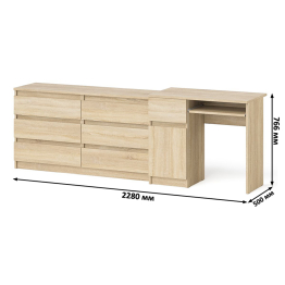 Комод 6-ть ящиков Мори 1380 и стол компьютерный МС-1 дверка и ящик слева