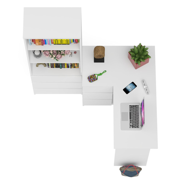 Домашние кабинеты, Стеллаж-комод Мори МСТ600 3 ящика и стол угловой компьютерный МС-16 левый