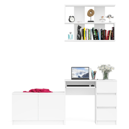 Открытая полка Мори 900 с компьютерным столом Мори МС-6 правый и тумбочкой с дверками