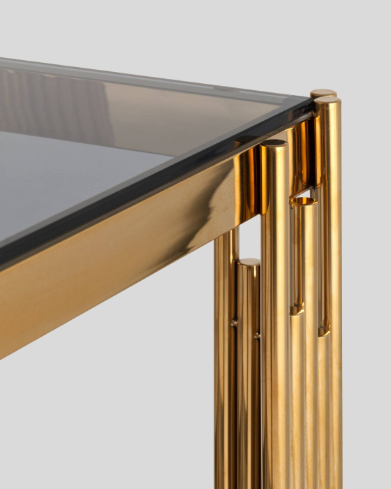 Журнальные столики, Журнальный столик ГЭТСБИ 55х55 (Стекло smoke/Сталь золото)