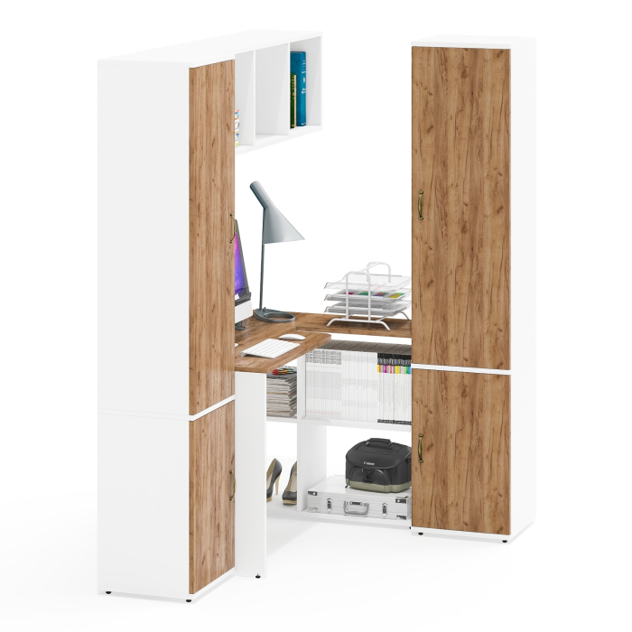 Домашние кабинеты, Два пенала серии Лидер-8 МД 22Б и МД 21Б и компьютерный рабочий стол с полкой для книг