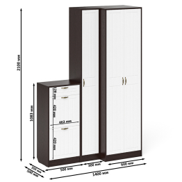 Обувница П-6 две секции с пеналом и шкафом № 28 МДФ фрезеровка прованс
