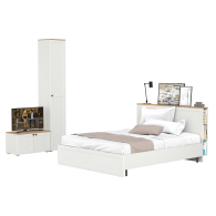 Спальные гарнитуры, Кровать со спальным местом 1600 с ортопедическим основанием с тумбой и шкаф-пеналом Остин