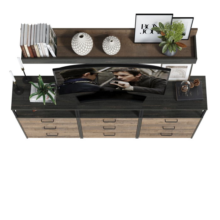 Стенки для гостиной, Три комода с ящиками и верхняя навесная полка Трувор