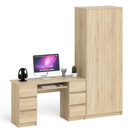 Стол компьютерный МС-2 две тумбы с ящиками с двухдверным шкафом Мори