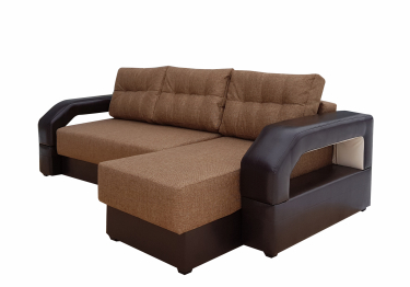 Диван угловой Манчестер 160 с подсветкой, правый, рогожка/экокожа