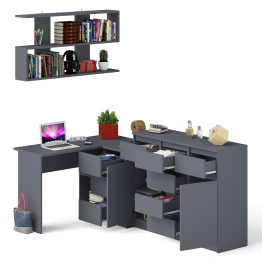 Угловой стол компьютерный Мори МС-16 правый с комодом МК1200.4 и открытой книжной полкой