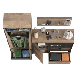 Шкаф для одежды в прихожую Трувор с зеркалом 15.30 и комодом-тумбой