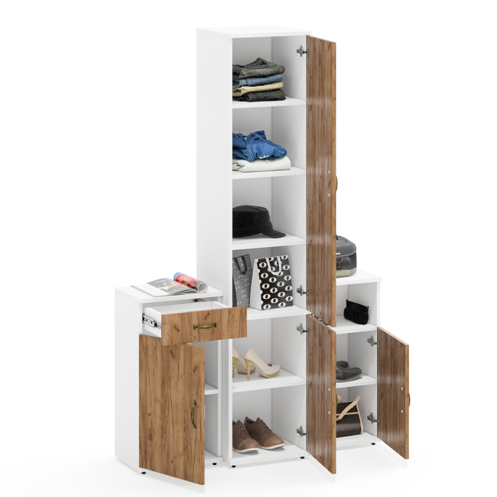 Домашние кабинеты, Пенал с дверками и полками и две тумбы 3.15 и 3.19 Лидер-8