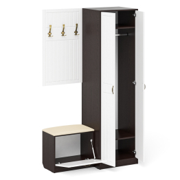 Шкаф в прихожую с обувницей с сиденьем и вешалкой П-6 № 12 МДФ фрезеровка прованс