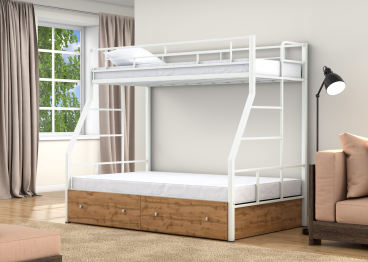 Двухъярусная кровать Раута Твист ящики дуб ватан