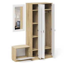 Шкаф с пеналом-500 и обувницей с сиденьем П-6 фрезеровка прованс