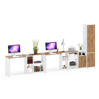 Домашние кабинеты, Тумбочка для документов с нишей Лидер-8 с двумя столами-трансформерами  и пеналом 21Б