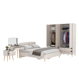 Два двухдверных шкафа Афина с туалетным столиком и кроватью 1600