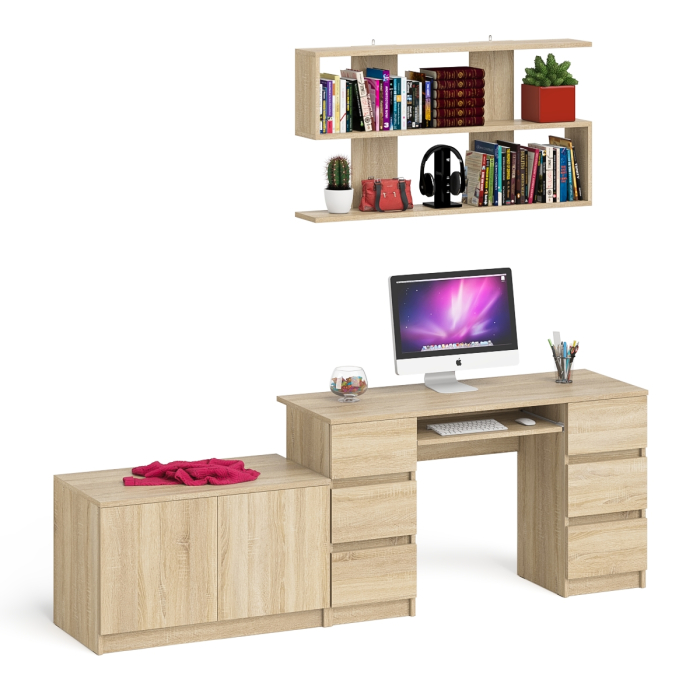 Домашние кабинеты, Стол компьютерный Мори МС-2 с верхней полкой и тумбой МА900.1