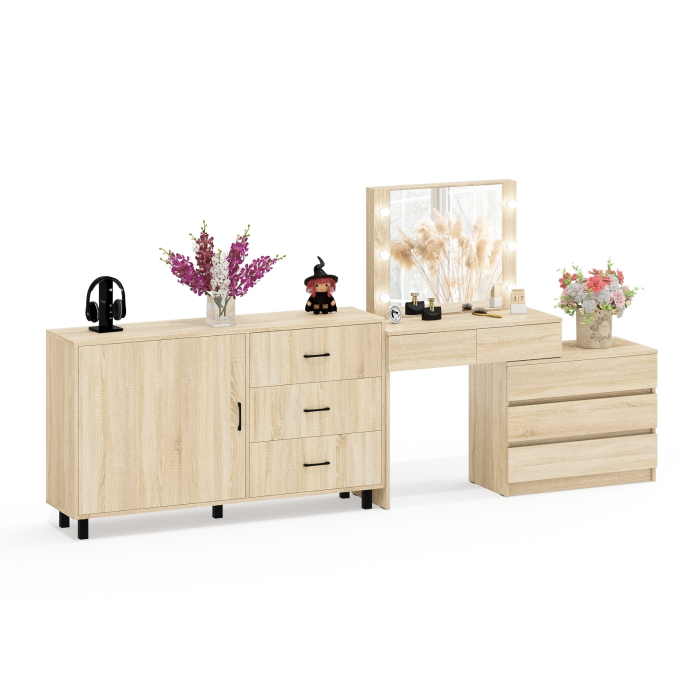 Туалетные столики, Стол-трансформер косметический с подсветкой 110 и комод-тумба три ящика 122-1504