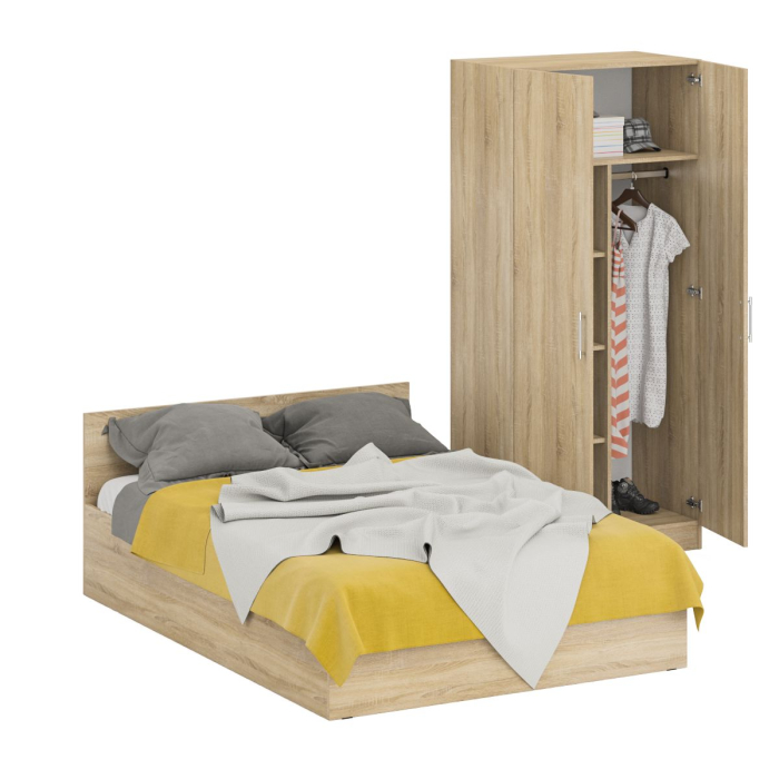 Спальные гарнитуры, Кровать двуспальная 1400 со шкафом для одежды 2-х створчатым Стандарт