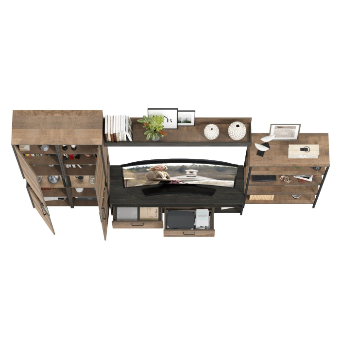 Стенки для гостиной, Мебель модульная в стиле лофт с пеналом-витриной с подсветкой Трувор № 27