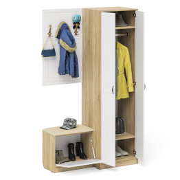 Шкаф в прихожую с обувницей с сиденьем и вешалкой П-6 № 12 МДФ фрезеровка прованс